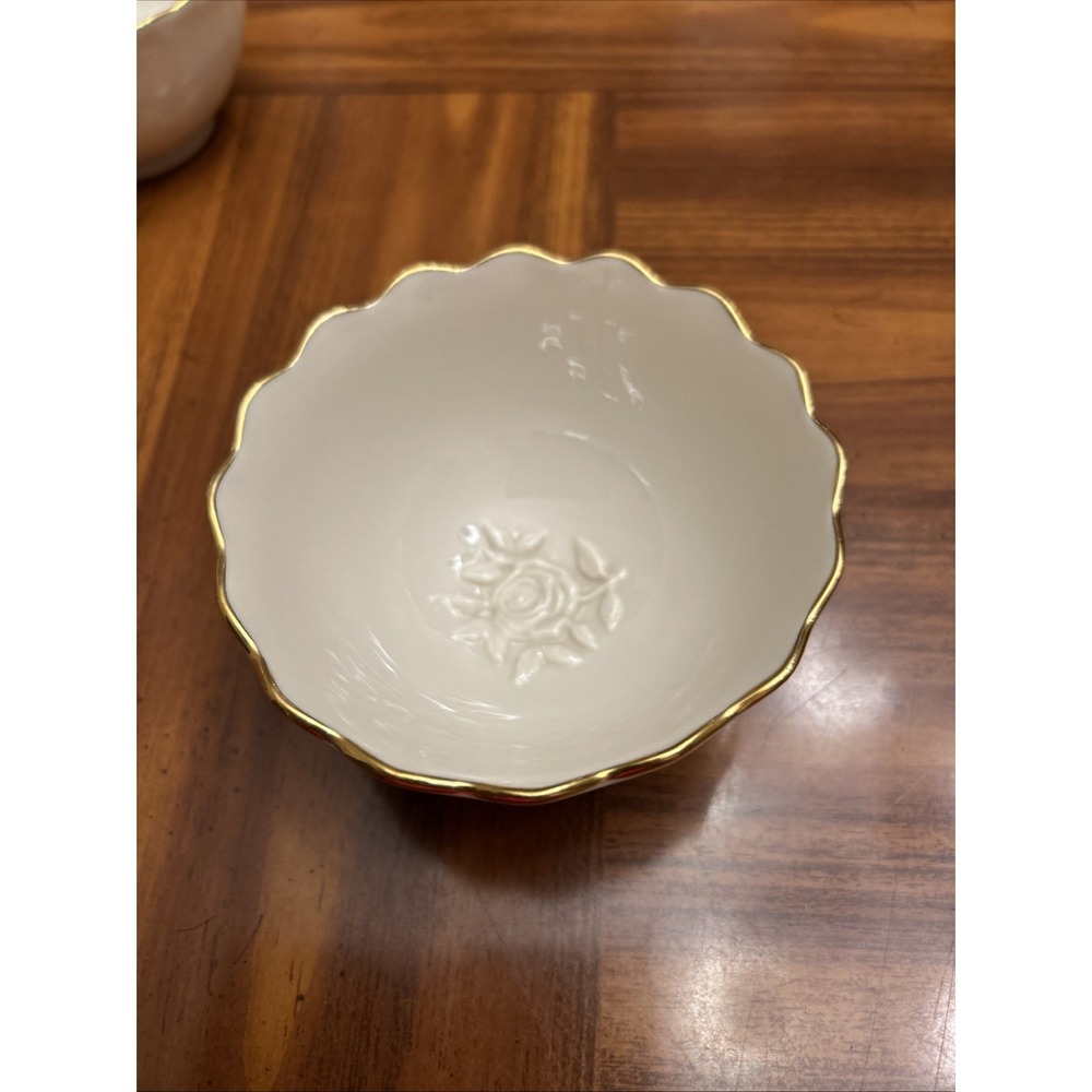 Lenox Rose Blossom Dipping Bowls Marked Special‎ Gold Trim